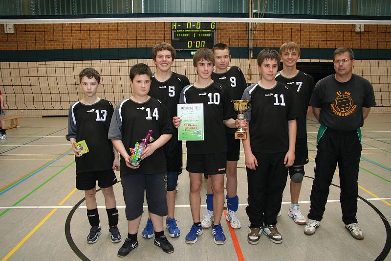 SG Chemie Bitterfeld.JPG - Foto von links: Martin Körner (13), Marius Odoj (14), Martin Krüger (5), Kapitän Michael Heinrich(10), Tom Rennert(9)Max Griethe (11) , Martin Heinz (7) Trainer Michael Eisel